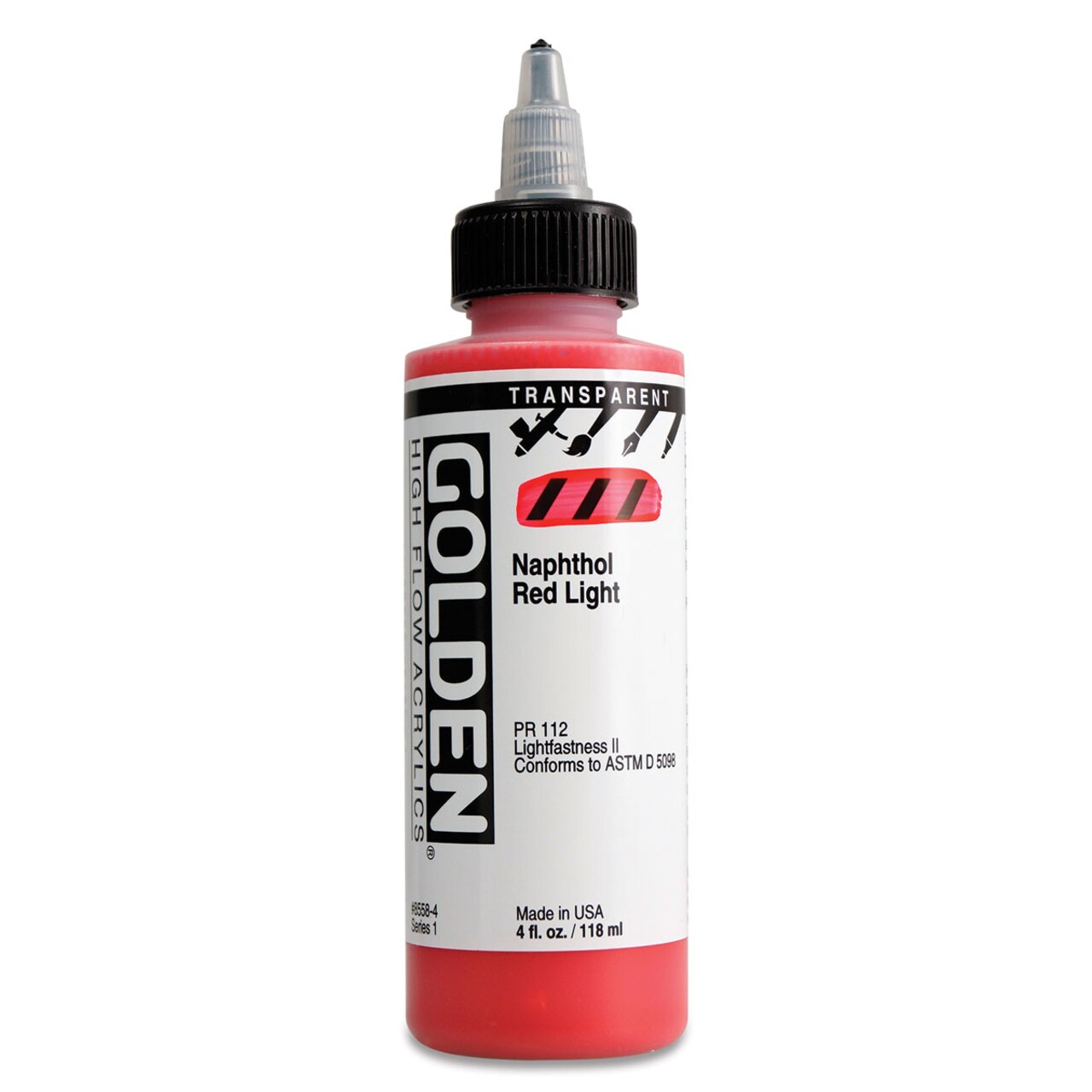 Golden High Flow Acrylics - Transparent Naphthol Red Light, 4 oz bottle